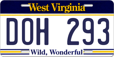 WV license plate DOH293