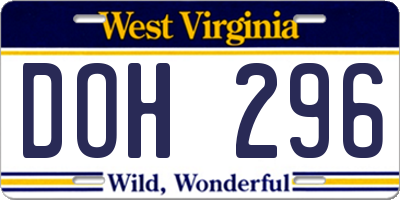 WV license plate DOH296