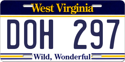 WV license plate DOH297