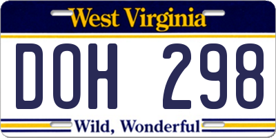 WV license plate DOH298