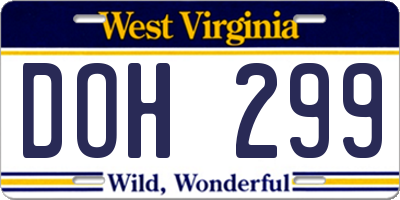 WV license plate DOH299