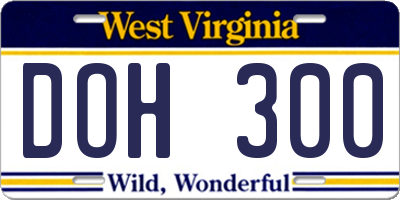WV license plate DOH300