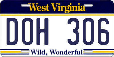 WV license plate DOH306