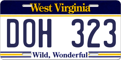 WV license plate DOH323