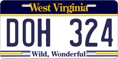 WV license plate DOH324