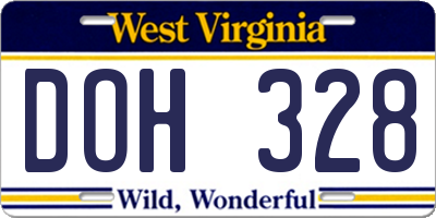 WV license plate DOH328