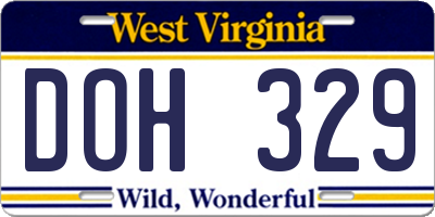 WV license plate DOH329