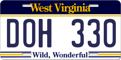WV license plate DOH330