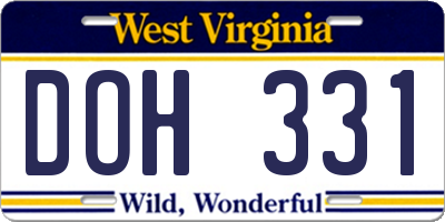 WV license plate DOH331