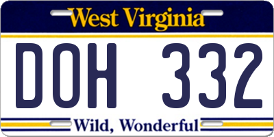 WV license plate DOH332