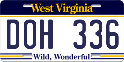 WV license plate DOH336