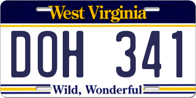 WV license plate DOH341