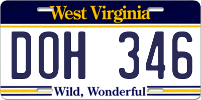 WV license plate DOH346