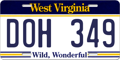WV license plate DOH349