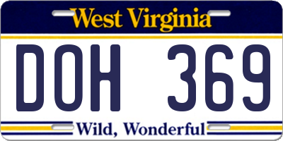 WV license plate DOH369