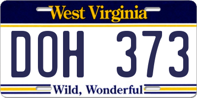WV license plate DOH373