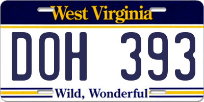 WV license plate DOH393