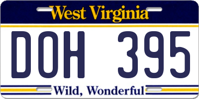 WV license plate DOH395