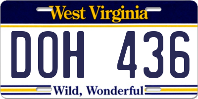 WV license plate DOH436