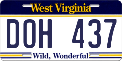 WV license plate DOH437