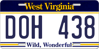 WV license plate DOH438