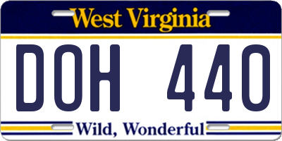 WV license plate DOH440
