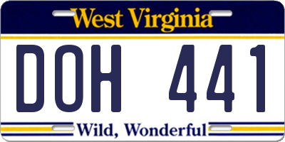 WV license plate DOH441