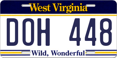 WV license plate DOH448