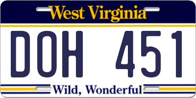 WV license plate DOH451
