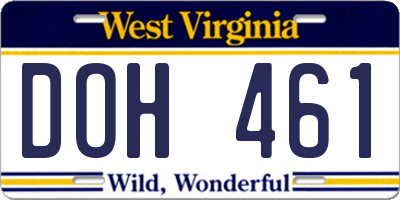 WV license plate DOH461