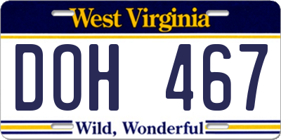 WV license plate DOH467