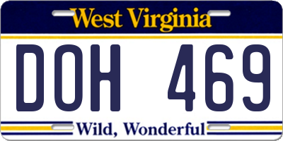 WV license plate DOH469