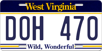 WV license plate DOH470