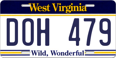 WV license plate DOH479
