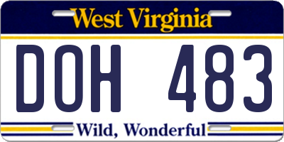 WV license plate DOH483