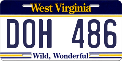 WV license plate DOH486