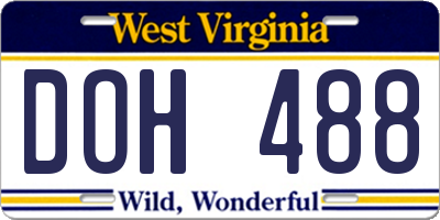 WV license plate DOH488