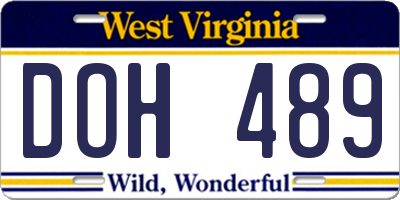 WV license plate DOH489