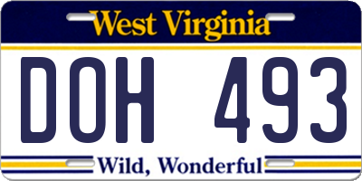 WV license plate DOH493