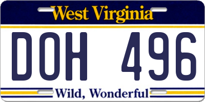 WV license plate DOH496