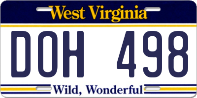 WV license plate DOH498