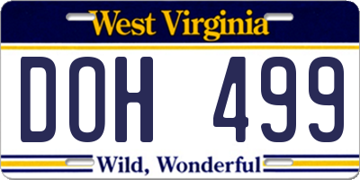 WV license plate DOH499