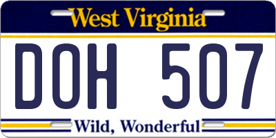 WV license plate DOH507