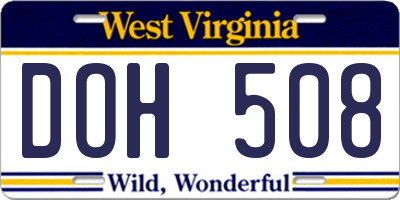 WV license plate DOH508