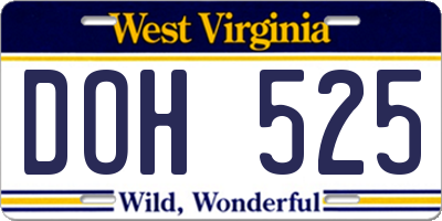 WV license plate DOH525