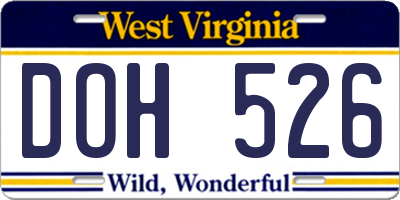 WV license plate DOH526