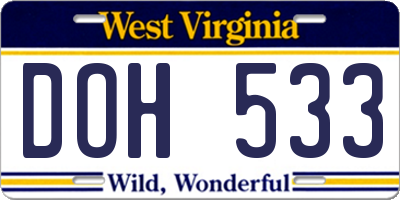 WV license plate DOH533