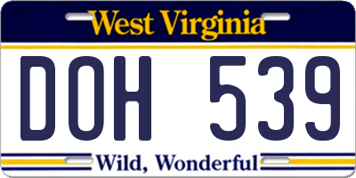WV license plate DOH539