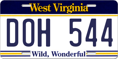 WV license plate DOH544