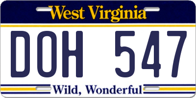 WV license plate DOH547